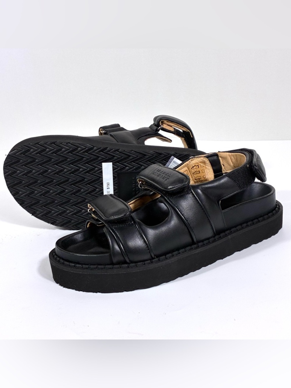 Isabel Marant Madee Platform Leather Sandals Black 37 NEW Flat - Picture 7 of 17